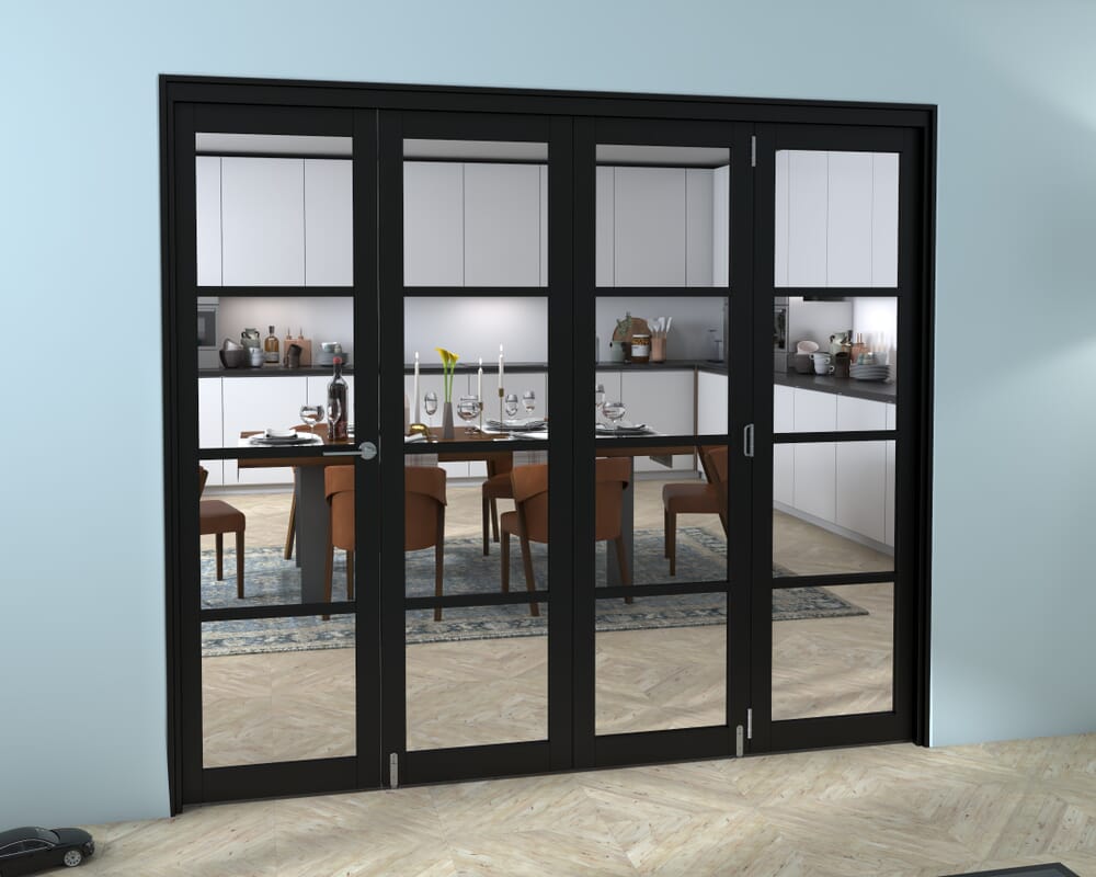 Black Kensington 4L 4 Door Roomfold Grande 2400mm (8ft) 3 + 1 Set