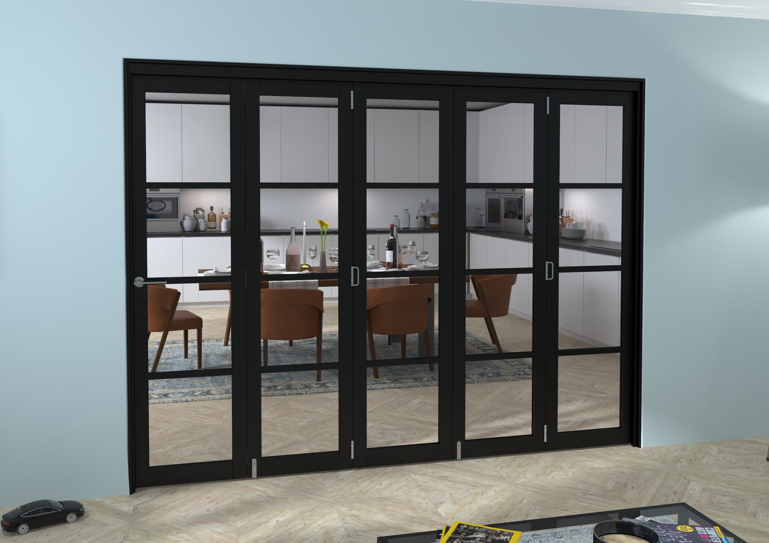 Black Kensington 4L 5 Door Roomfold Grande (5 + 0 x 533mm Doors)