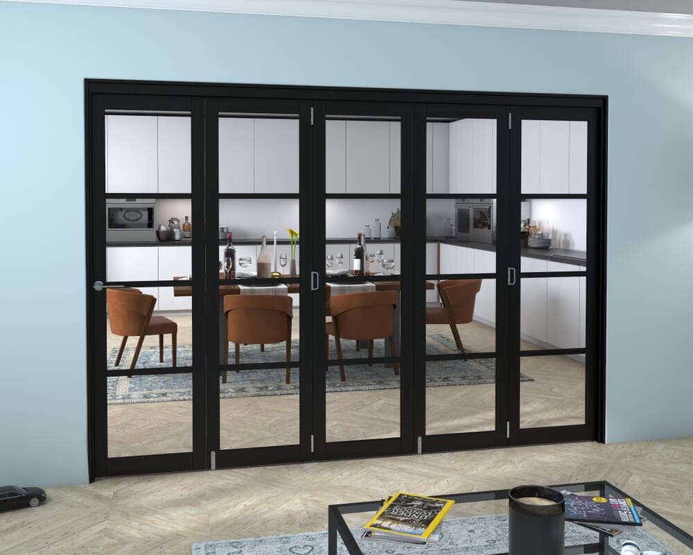 Black Kensington 4L 5 Door Roomfold Grande 3000mm (10ft) 5 + 0 Set