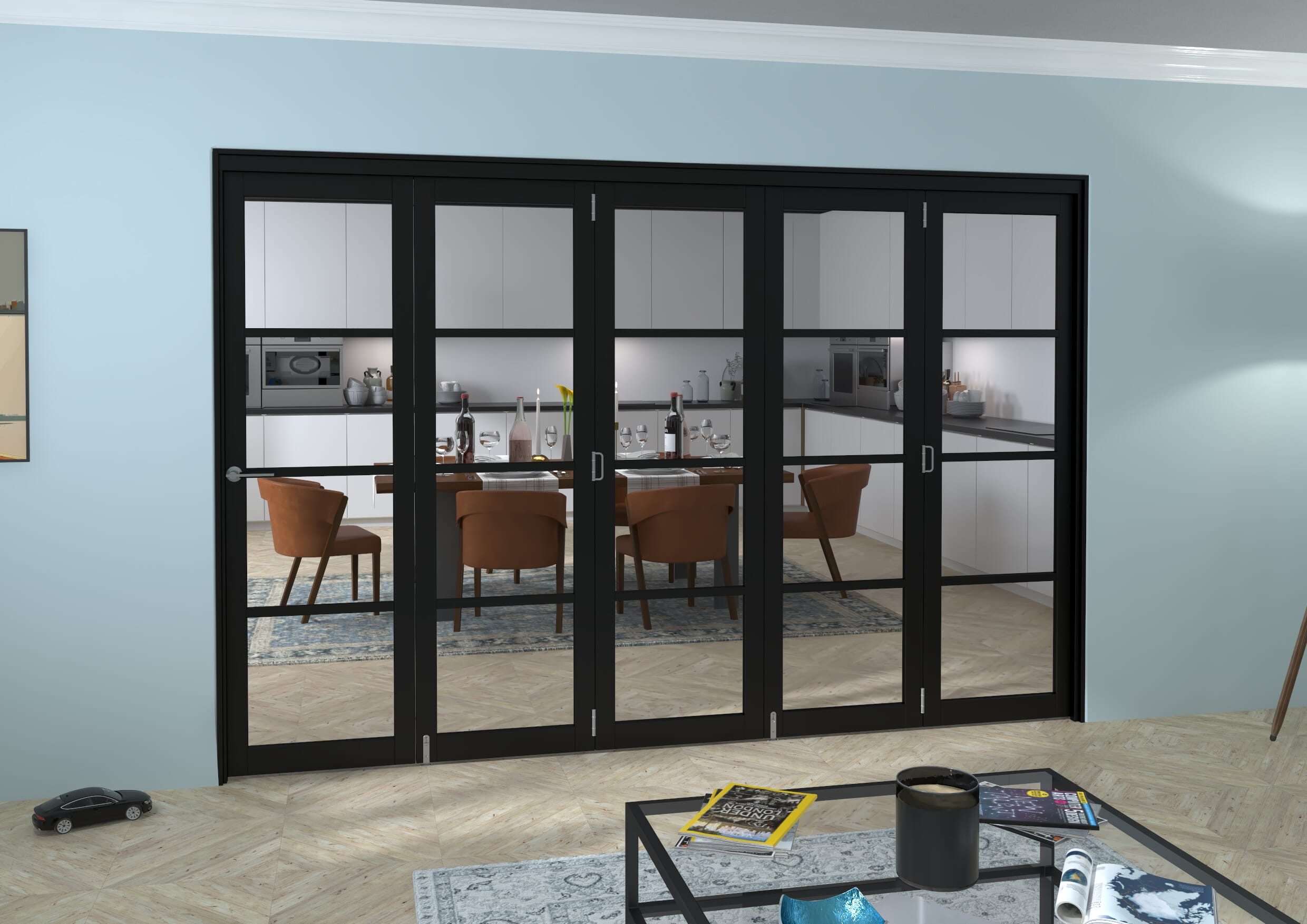 Black Kensington 4L 5 Door Roomfold Grande (5 + 0 x 610mm Doors)