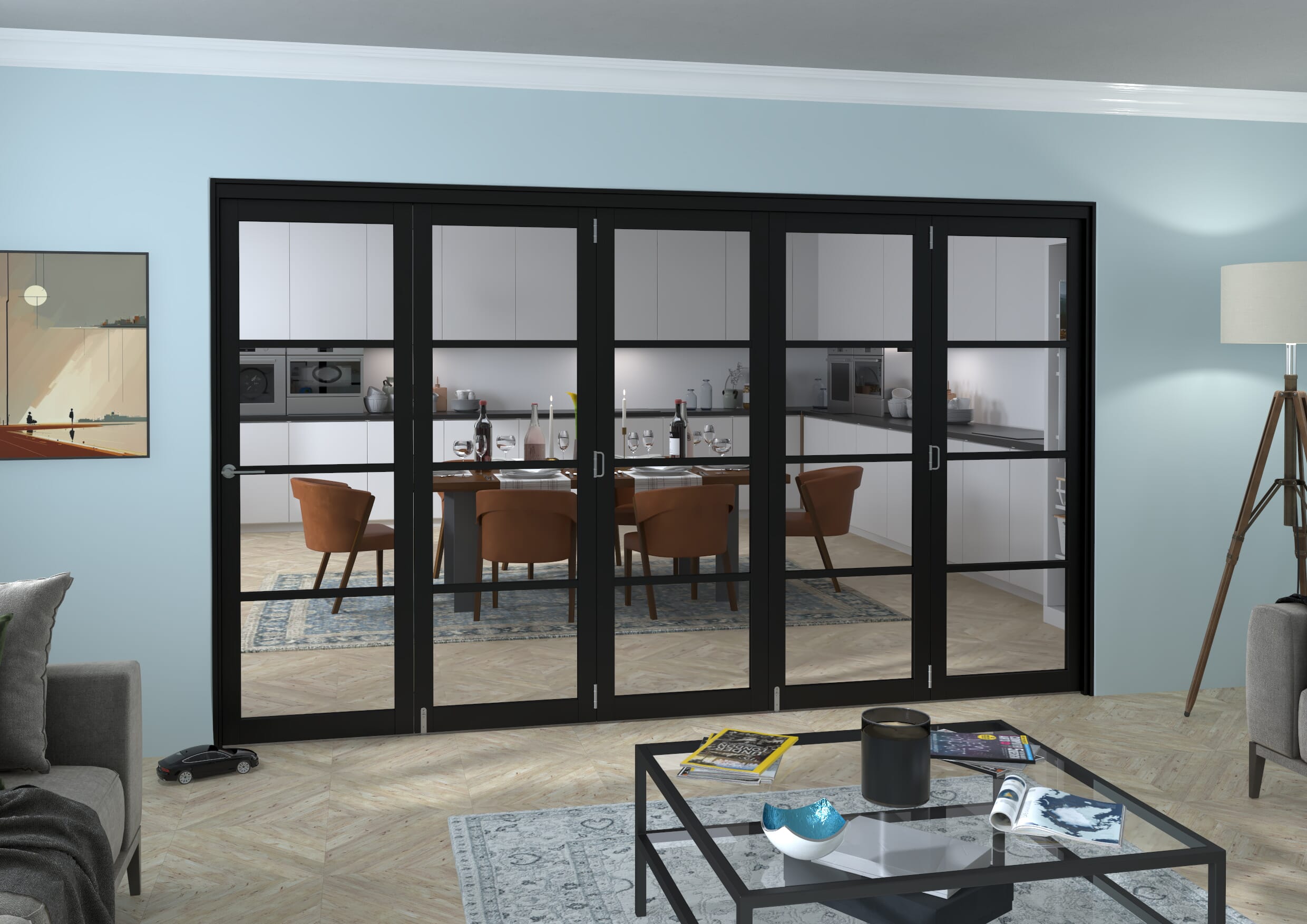 Black Kensington 4L 5 Door Roomfold Grande (5 + 0 x 686mm Doors)