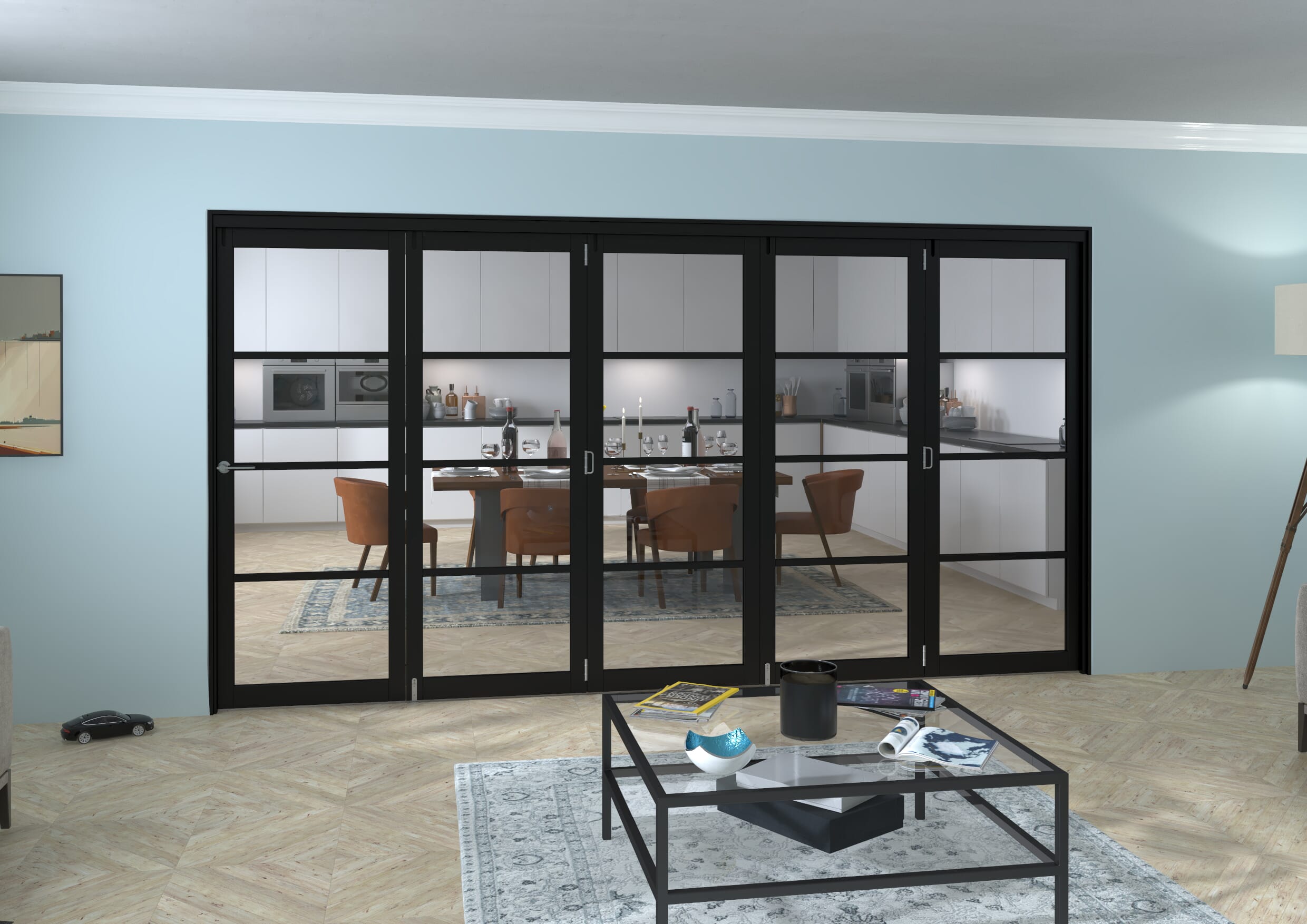 Black Kensington 4L 5 Door Roomfold Grande (5 + 0 x 762mm Doors)