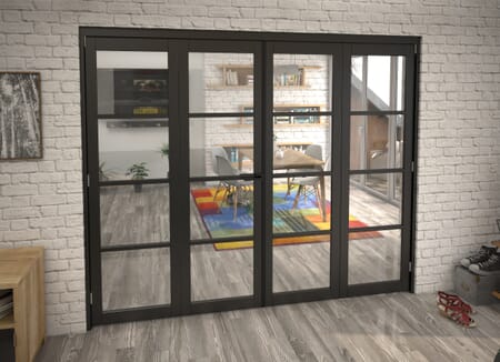 Black Kensington 4L 4 Door Roomfold Grande (2 + 2 x 610mm Doors)
