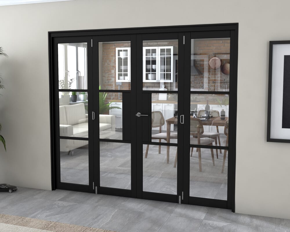 Black Heritage 4 Door Roomfold Grande 2400mm (8ft) 2 + 2 Set