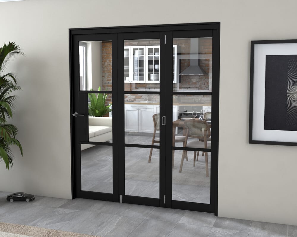 Black Heritage 3 Door Roomfold Grande 1800mm (6ft) 3 + 0 Set
