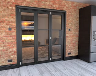 Black Heritage 3 Door Roomfold Grande 1800mm (6ft) 3 + 0 Set
