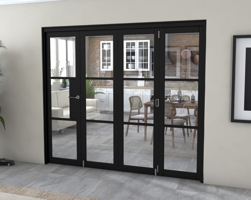 Black Heritage 4 Door Roomfold Grande 2400mm (8ft) 3 + 1 Set