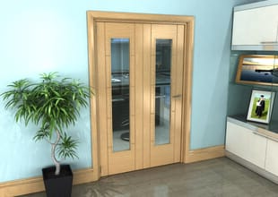 Iseo Oak Pattern 10 Clear 2 Door Roomfold Grande (2 + 0 X 573mm Doors) Image