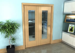 Iseo Oak Pattern 10 Clear 2 Door Roomfold Grande (2 + 0 X 610mm Doors) Image