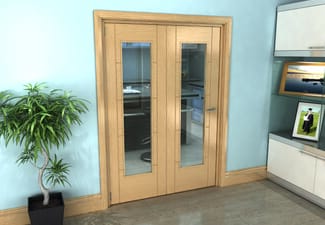 Iseo Oak Pattern 10 Clear 2 Door Roomfold Grande (2 + 0 x 686mm Doors)