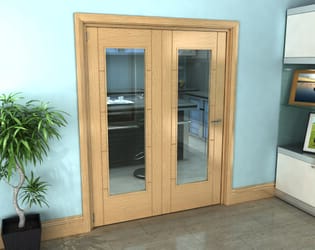 Iseo Oak Pattern 10 Clear 2 Door Roomfold Grande (2 + 0 x 762mm Doors)