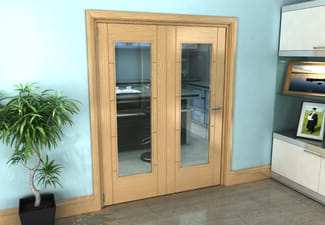 Iseo Oak Pattern 10 Clear 2 Door Roomfold Grande (2 + 0 x 762mm Doors)
