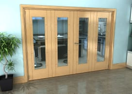 Iseo Oak Pattern 10 Clear 4 Door Roomfold Grande (2 + 2 X 686mm Doors) Image