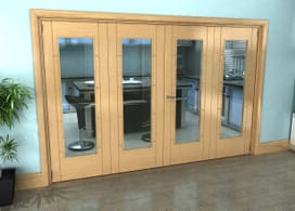 Iseo Oak Pattern 10 Clear 4 Door Roomfold Grande (2 + 2 X 762mm Doors) Image