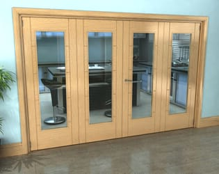 Iseo Oak Pattern 10 Clear 4 Door Roomfold Grande (2 + 2 x 762mm Doors)