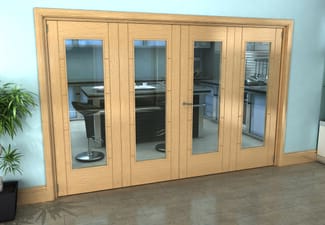 Iseo Oak Pattern 10 Clear 4 Door Roomfold Grande (2 + 2 x 762mm Doors)