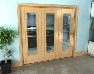 Iseo Oak Pattern 10 Clear 3 Door Roomfold Grande (3 + 0 x 686mm Doors)