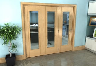 Iseo Oak Pattern 10 Clear 3 Door Roomfold Grande (3 + 0 x 686mm Doors)