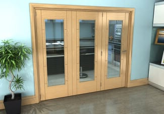 Iseo Oak Pattern 10 Clear 3 Door Roomfold Grande (3 + 0 x 762mm Doors)