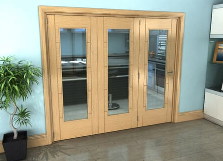 Iseo Oak Pattern 10 Clear 3 Door Roomfold Grande (3 + 0 x 762mm Doors)