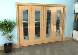 Iseo Oak Pattern 10 Clear 4 Door Roomfold Grande 2400mm 3 + 1 Set Image