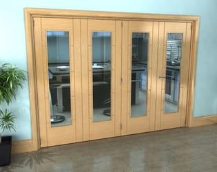Iseo Oak Pattern 10 Clear 4 Door Roomfold Grande (3 + 1 x 686mm Doors)