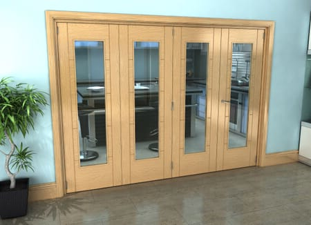Iseo Oak Pattern 10 Clear 4 Door Roomfold Grande (3 + 1 x 686mm Doors)