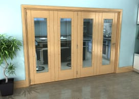 Iseo Oak Pattern 10 Clear 4 Door Roomfold Grande (4 + 0 X 686mm Doors) Image