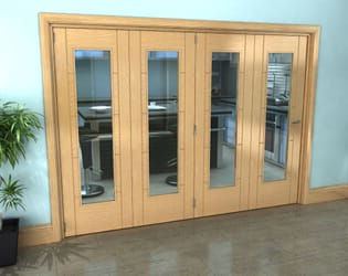 Iseo Oak Pattern 10 Clear 4 Door Roomfold Grande (4 + 0 x 686mm Doors)