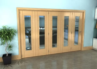 Iseo Oak Pattern 10 Clear 5 Door Roomfold Grande 3000mm 5 + 0 Set Image