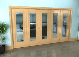 Iseo Oak Pattern 10 Clear 5 Door Roomfold Grande (5 + 0 X 686mm Doors) Image