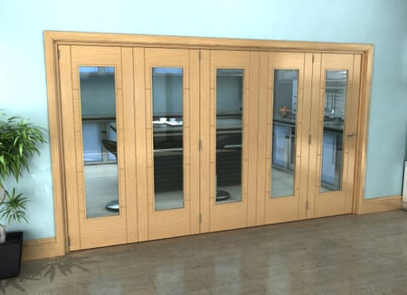 Iseo Oak Pattern 10 Clear 5 Door Roomfold Grande (5 + 0 x 686mm Doors)