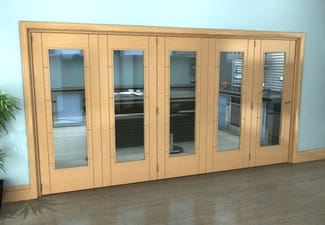 Iseo Oak Pattern 10 Clear 5 Door Roomfold Grande (5 + 0 x 762mm Doors)