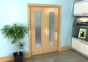 Iseo Oak Pattern 10 Frosted 2 Door Roomfold Grande (2 + 0 X 610mm Doors) Image