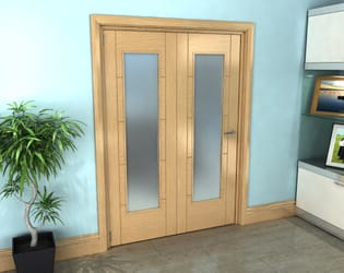 Iseo Oak Pattern 10 Frosted 2 Door Roomfold Grande (2 + 0 x 686mm Doors)
