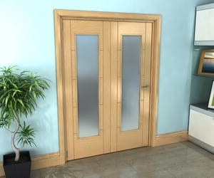 Oak Iseo Roomfold Grande - Pattern 10 Frosted Prefinished Internal Bifold Doors