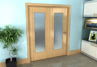 Iseo Oak Pattern 10 Frosted 2 Door Roomfold Grande (2 + 0 x 762mm Doors)
