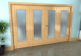 Iseo Oak Pattern 10 Frosted 4 Door Roomfold Grande (2 + 2 x 762mm Doors)