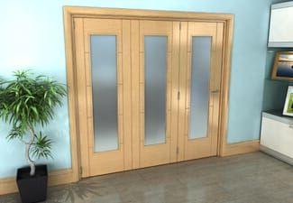 Iseo Oak Pattern 10 Frosted 3 Door Roomfold Grande (3 + 0 x 686mm Doors)