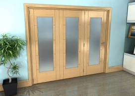 Iseo Oak Pattern 10 Frosted 3 Door Roomfold Grande (3 + 0 X 762mm Doors) Image