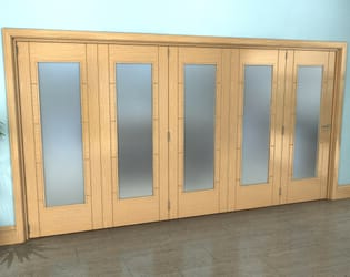 Iseo Oak Pattern 10 Frosted 5 Door Roomfold Grande (5 + 0 x 762mm Doors)