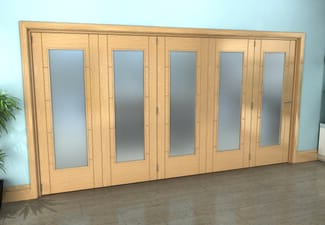 Iseo Oak Pattern 10 Frosted 5 Door Roomfold Grande (5 + 0 x 762mm Doors)