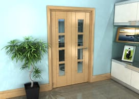 Iseo Oak 4 Light Clear 2 Door Roomfold Grande (2 + 0 X 533mm Doors) Image