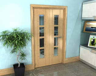 Iseo Oak 4 Light Clear 2 Door Roomfold Grande (2 + 0 x 533mm Doors)