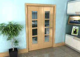 Iseo Oak 4 Light Clear 2 Door Roomfold Grande (2 + 0 X 610mm Doors) Image