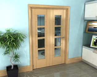 Iseo Oak 4 Light Clear 2 Door Roomfold Grande (2 + 0 x 610mm Doors)