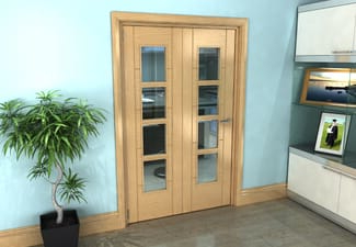 Iseo Oak 4 Light Clear 2 Door Roomfold Grande (2 + 0 x 610mm Doors)