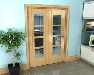 Iseo Oak 4 Light Clear 2 Door Roomfold Grande (2 + 0 x 686mm Doors)