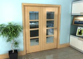 Iseo Oak 4 Light Clear 2 Door Roomfold Grande (2 + 0 X 762mm Doors) Image