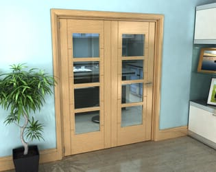 Iseo Oak 4 Light Clear 2 Door Roomfold Grande (2 + 0 x 762mm Doors)